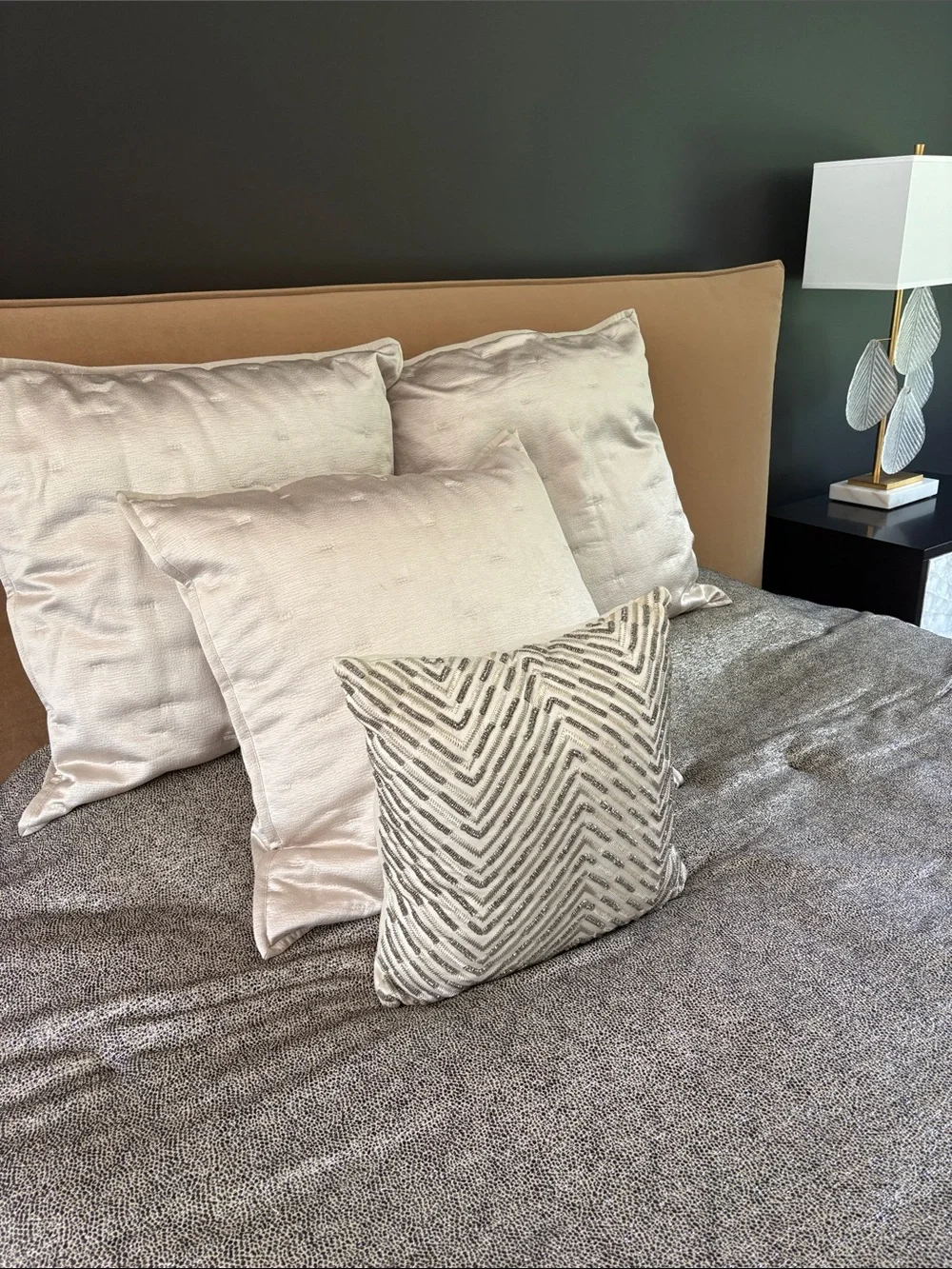 Neutral Champagne Euro Shams and Decorative Pillow Set for Home Bedding